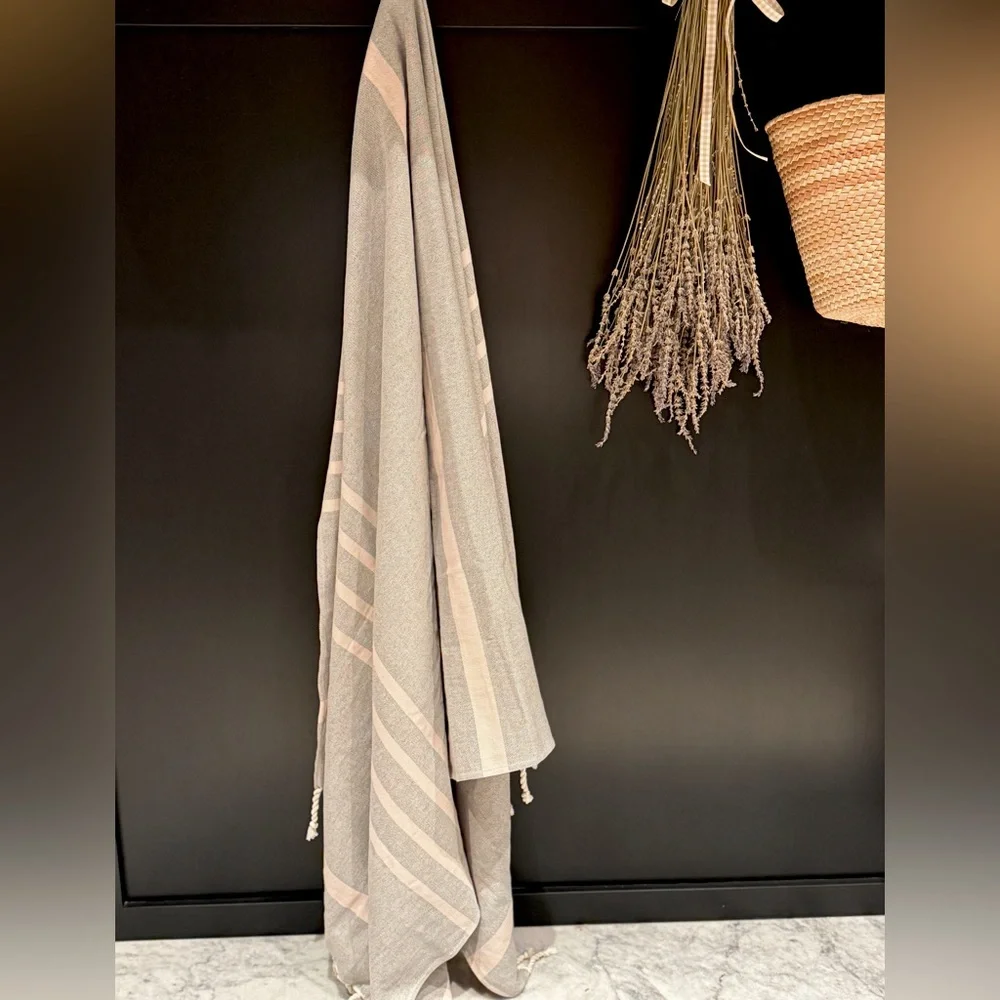 Light Blue & Pink Stripe Oversized Turkish Beach Towel